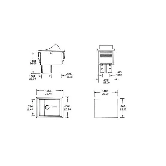 Interruptor de Potência Basculante 10a-250v Dpdt On-On - Tecla Preta