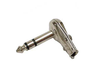 6.35mm 90º Male Jack Connector - Nickel Stereo