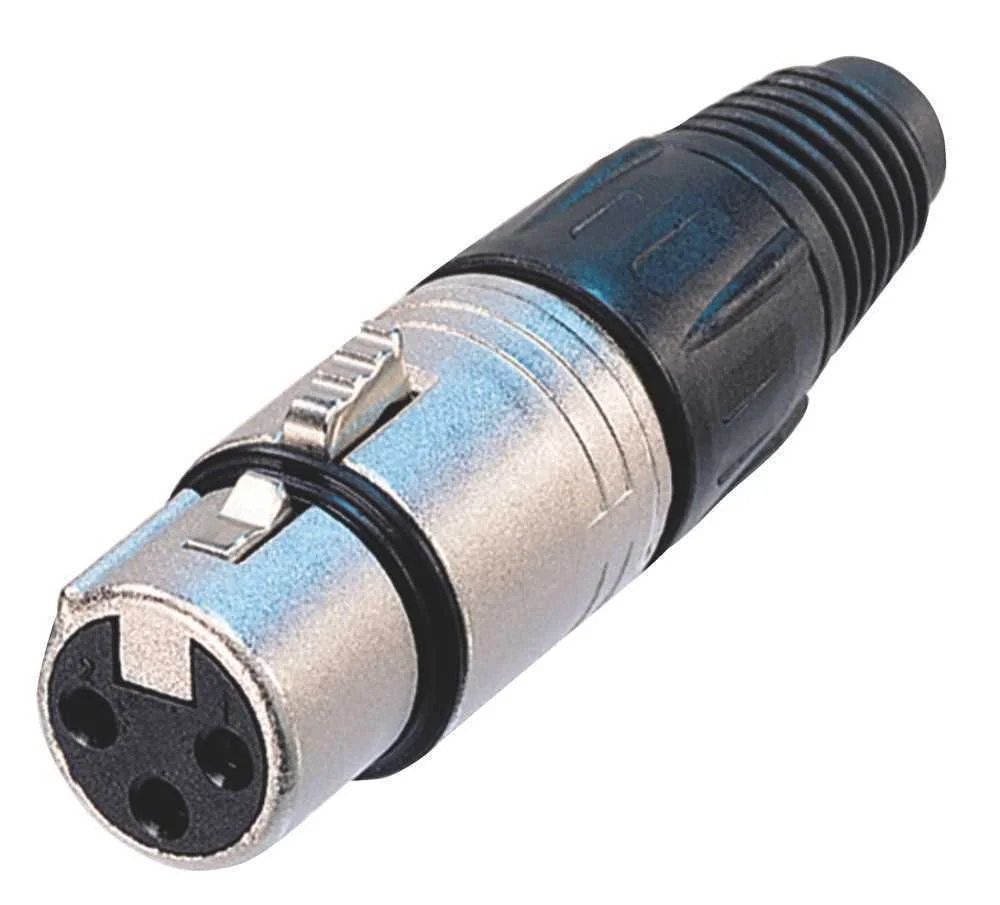 Ficha Xlr Femea 3 Pinos Prateada Neutrik