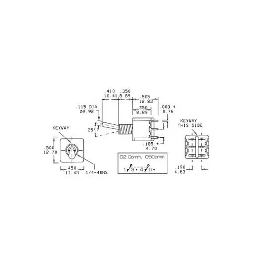 Vertical Toggle Switch Dpdt (On)-Off-(On) - Pcb Type
