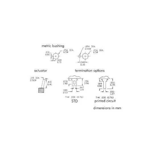 Vertical Toggle Switch Dpdt (On)-Off-(On) - Pcb Type