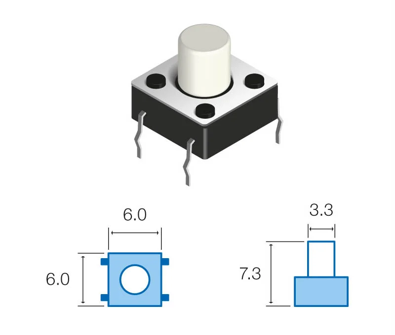 Interruptor Mini Pulsador Branco 3.5Mm