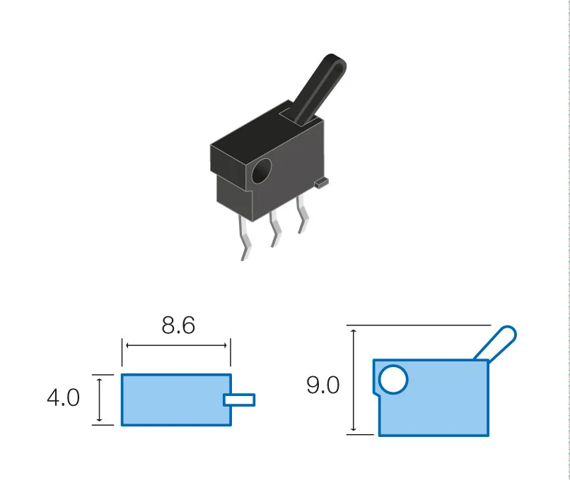Interruptor Mini Pulsador Preto