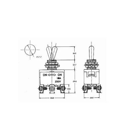 Maxi Toggle Switch Dpdt (On)-Off-(On) 10a/250v