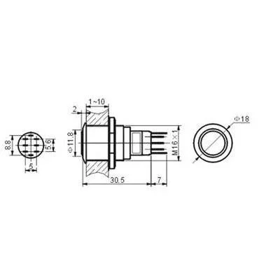 Round Metal Push Button Spdt 1no 1nc - Orange Ring