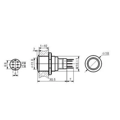Round Metal Push Button Spdt 1no 1nc - White Ring