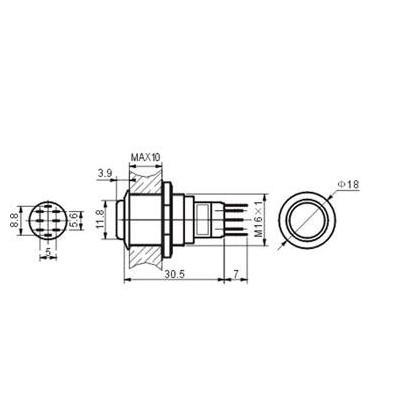 Interruptor Pulsador Metalico - 2no 2nc