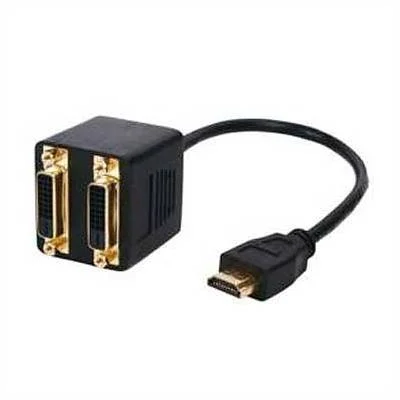Cabo Adaptador Hdmi Macho Para 2 Dvi-D Femea