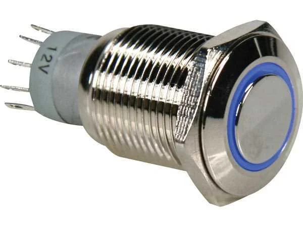Round Metal Switch Spdt 1no 1nc - Blue Ring