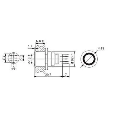 Round Metal Switch Spdt 1no 1nc - Blue Ring