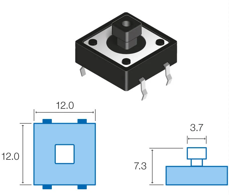 Pulsador De Tato Vertical 4 Pinos 3Mm