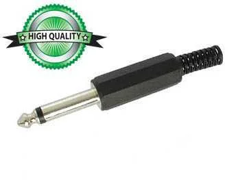 Conector Jack Macho 6.35mm - Plástico Negro Mono