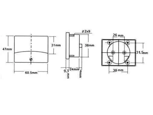 Analogue Current Panel Meter 30a Dc / 60 X 47mm