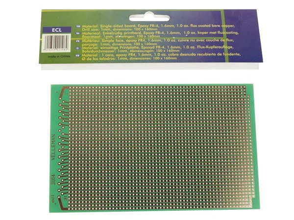 Placa Eurocard Padrão Linha Completa - 100x160mm - Fr4 (1unid/Emb.)