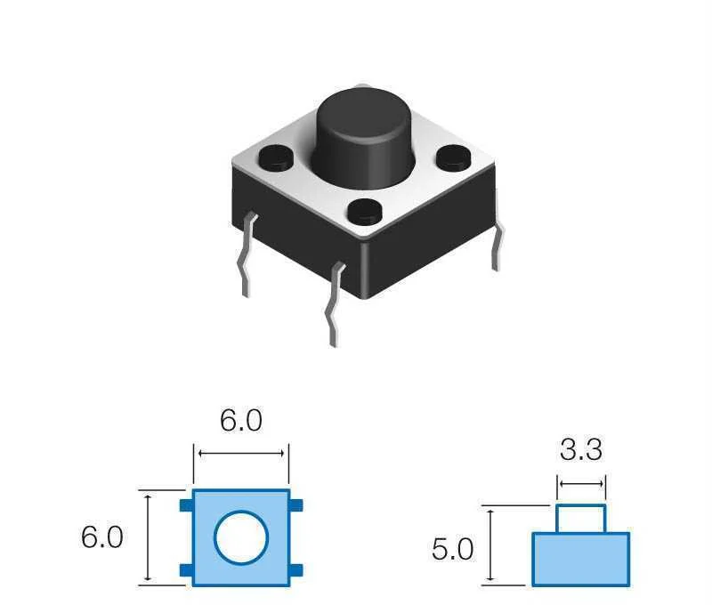Pulsador De Tato Mini Vertical 4 Pinos 1.35Mm