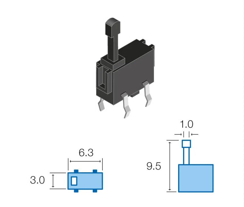 Interruptor Mini Pulsador Preto