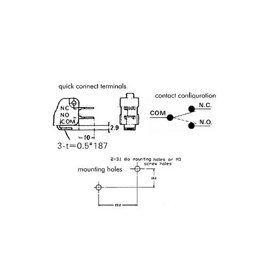 Microswitch 12a  Actuador Longo  Roller