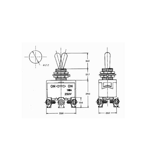 Interruptor Maxi Toggle - On-On 10a/250v