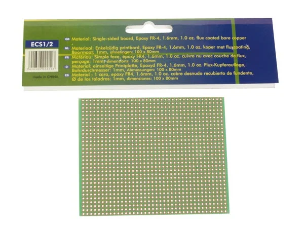 Placa Eurocard 1-Furo - 100x80mm - Fr4 (1unid./Emb.)