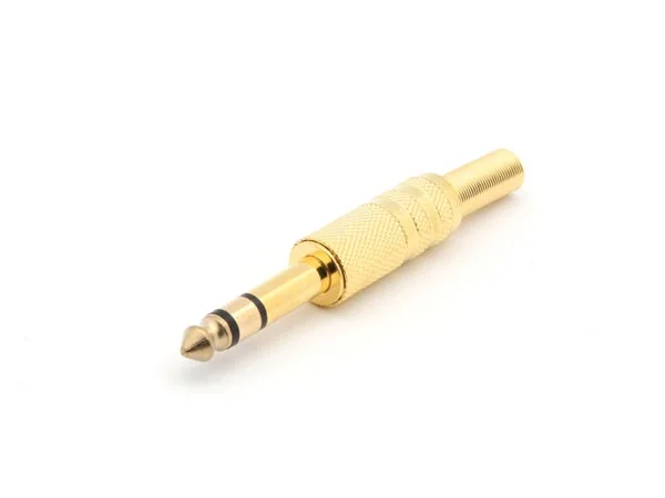 6.35mm Male Jack Connector - Gold Stereo