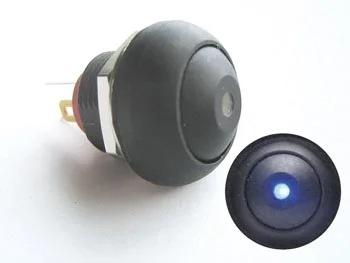 Mini Push Button With Blue LED 1p Spst Off-(On)