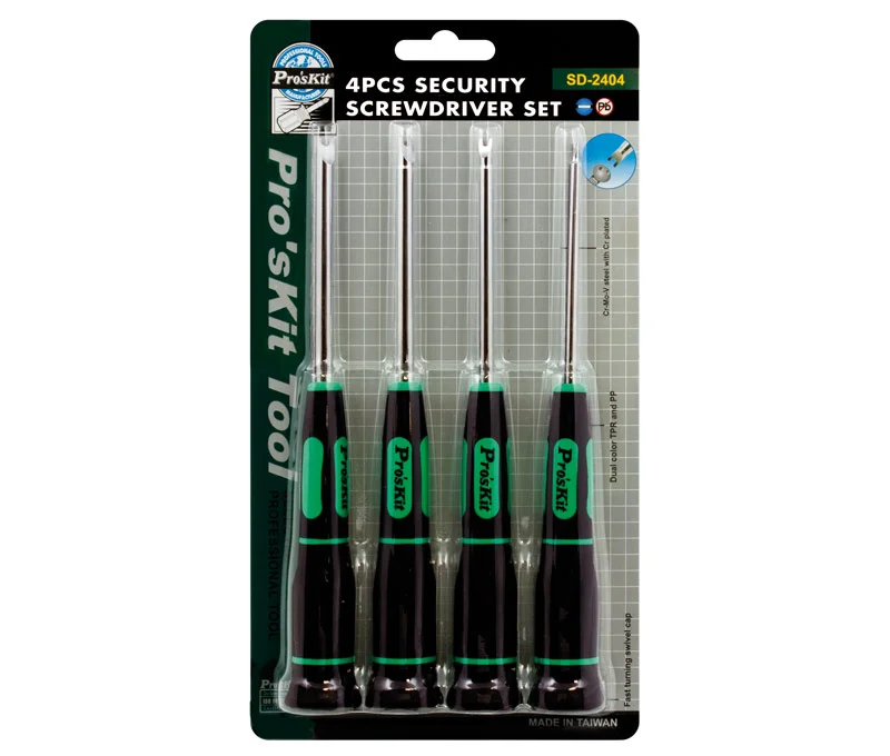 Juego de 4 Destornilladores de Seguridad Tipo Spa.
