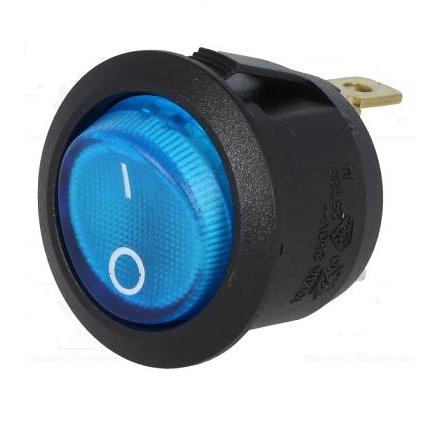 Interruptor rocker redondo SPST/ON-OFF azul