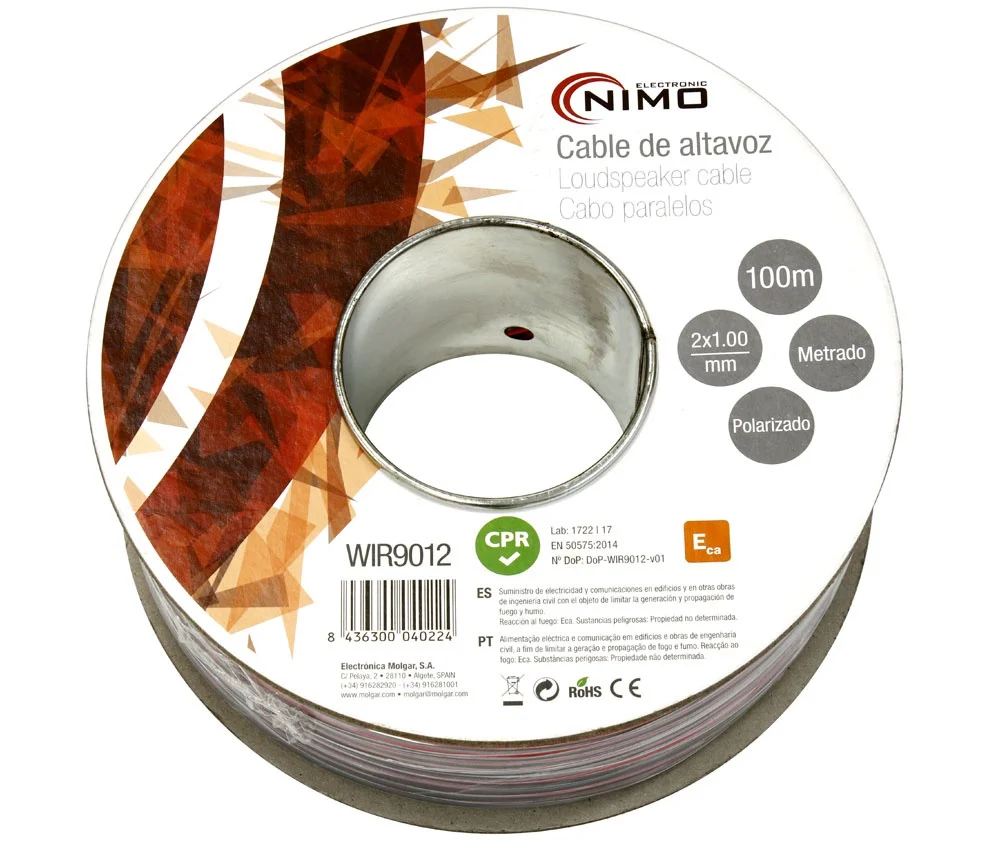 Cabo Coluna Paralelo 2X1.00Mm Preto/Vermelho 100M