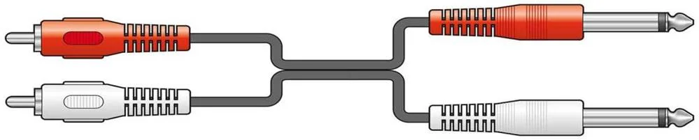 Cabo Jack 6.3mm para 2 Rca Macho 1.2m