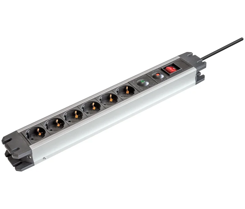 Bloco 6 Tomadas Schuko com Interruptor e Proteçao