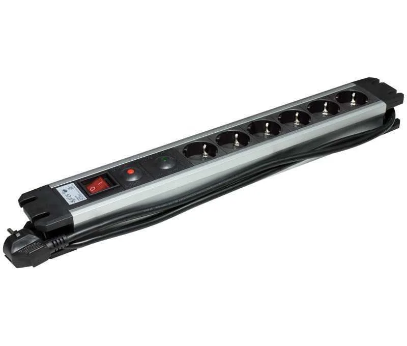 Regleta de 1e:6s Schuko Con Interruptor Y Protecc.