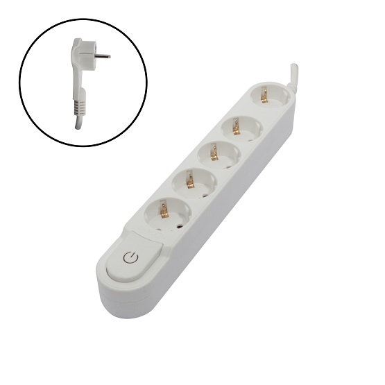 Bloque 5 Schuko Stops 16ac/Int. Blanco 1.5m