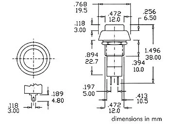 R18-25a Push.Switch 1p Off-On  1a/125v