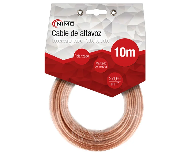Cable para Altavoz 2x1.5mm, Transparente 10m