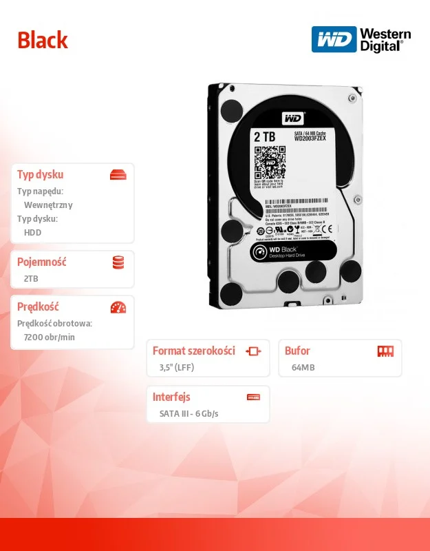 Disco Rigido Western Digital Black 3.5" 2 Tb Sata Iii 7200 Rpm