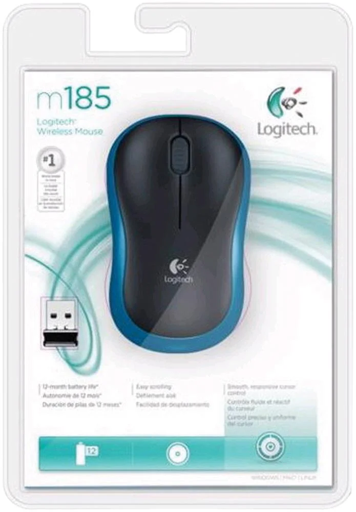 Logitech M185 Rf Inalámbrico Óptico Azul Ratón
