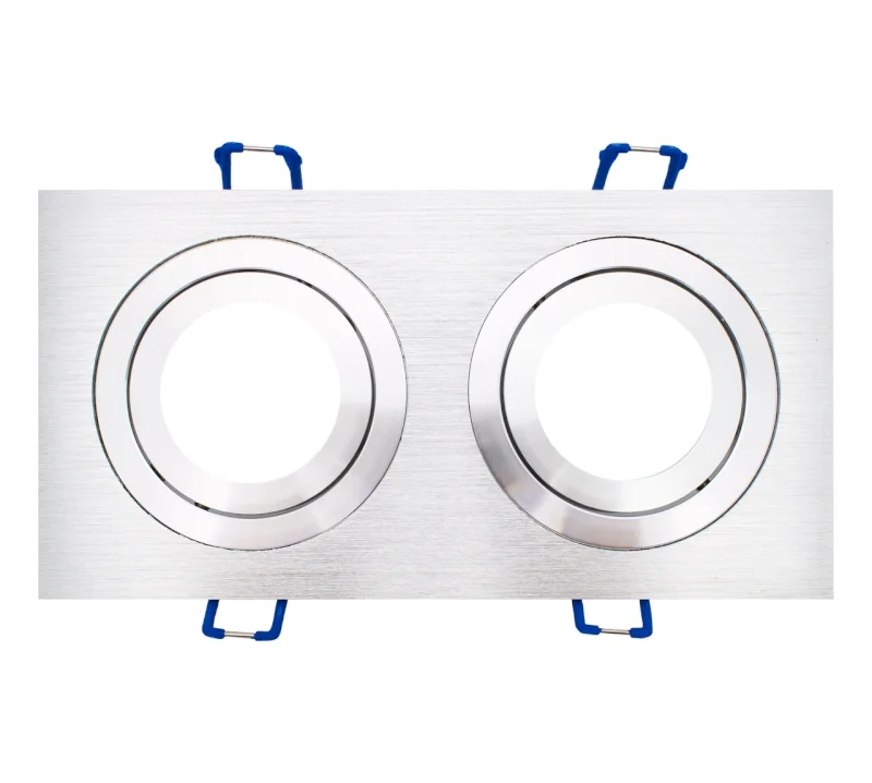 Aro Duplo Móvel Quadrado Aluminio Gu10 Aço Escovad