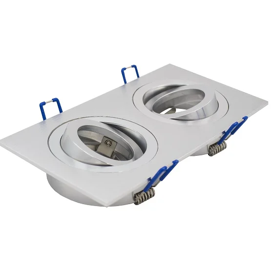 Aro Duplo Móvel Quadrado Aluminio Gu10 Aço Escovad