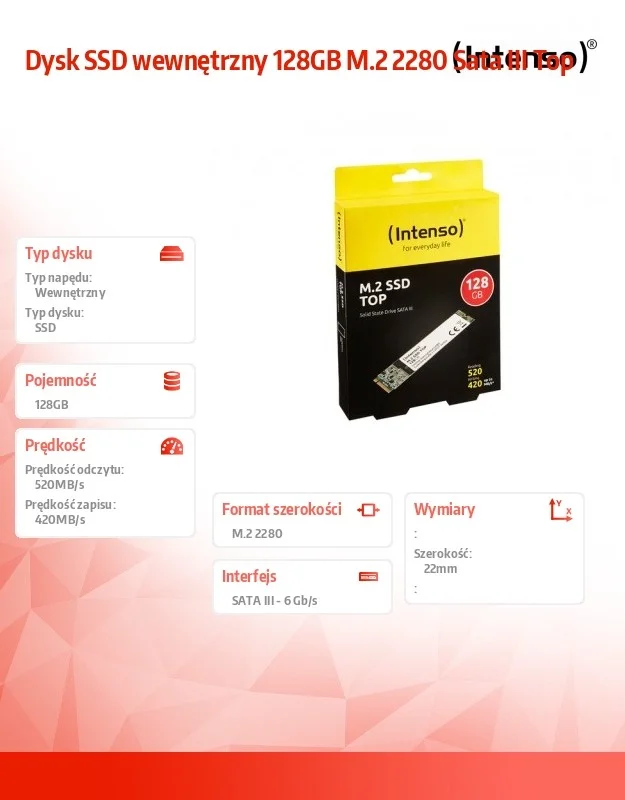 Intenso   M.2  128gb SSD Sata3  Top Performance Retail