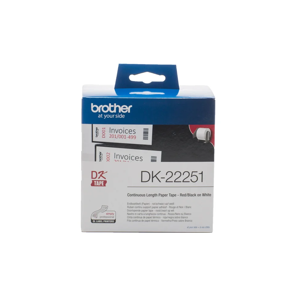 Brother Dk-22251 Negro Y Rojo Sobre Blanco Dk Cint