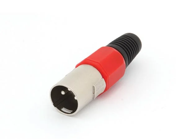 Enchufe Xlr Macho 3p - Níquel - Rojo
