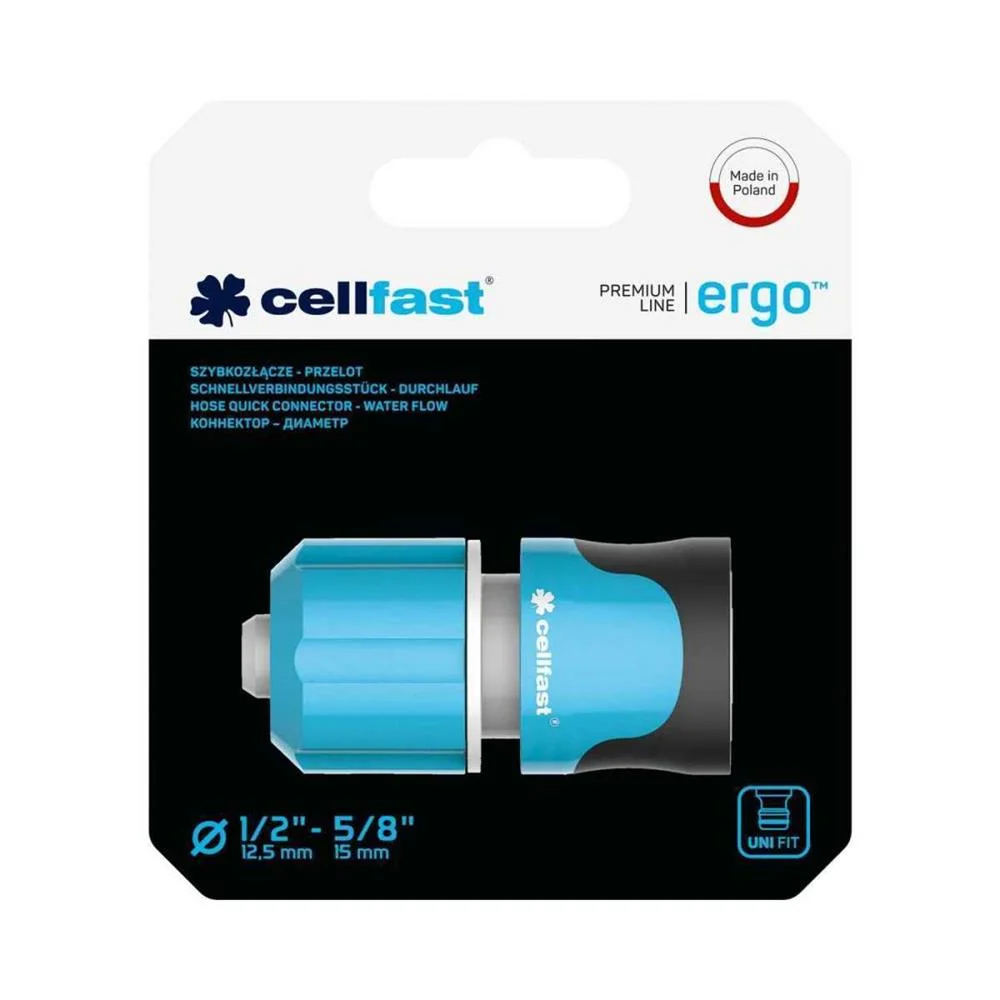 Cellfast - Conetor Rápido para Mangueira - Fluxo de Água - Ergo - 1/2