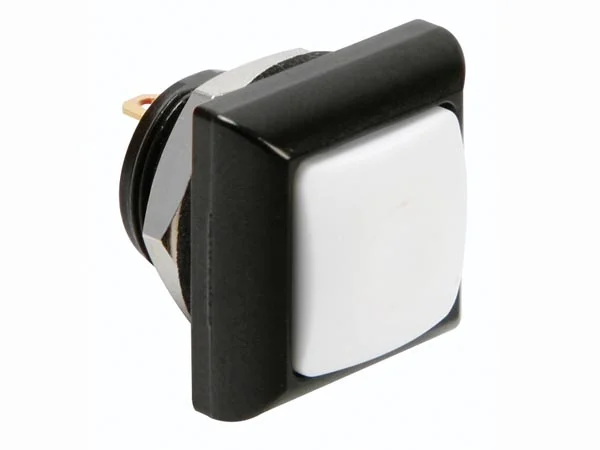 Mini Square Metal Push Button With White Button 1p Spst Off-(On)