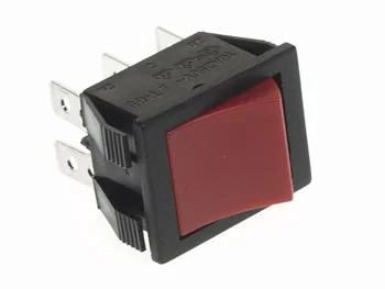Interruptor de Potência Basculante 10a-250v Dpdt On-On - Tecla Vermelha