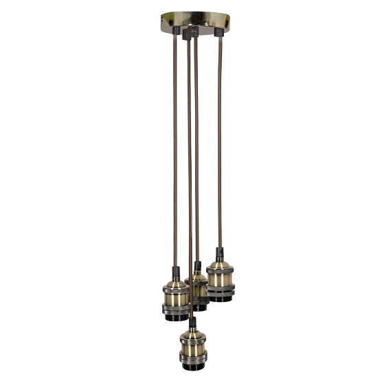 Candeeiro Pendente E27 Quad Bronze Antigo