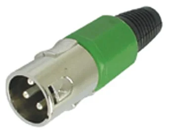 Ficha Xlr Macho 3 Pinos Niquel Proteção Verde
