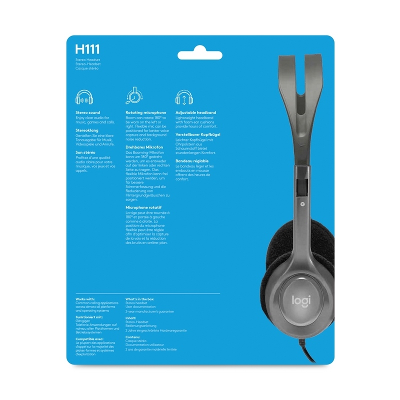 Auricularesmicro Logitech H111 Plateado