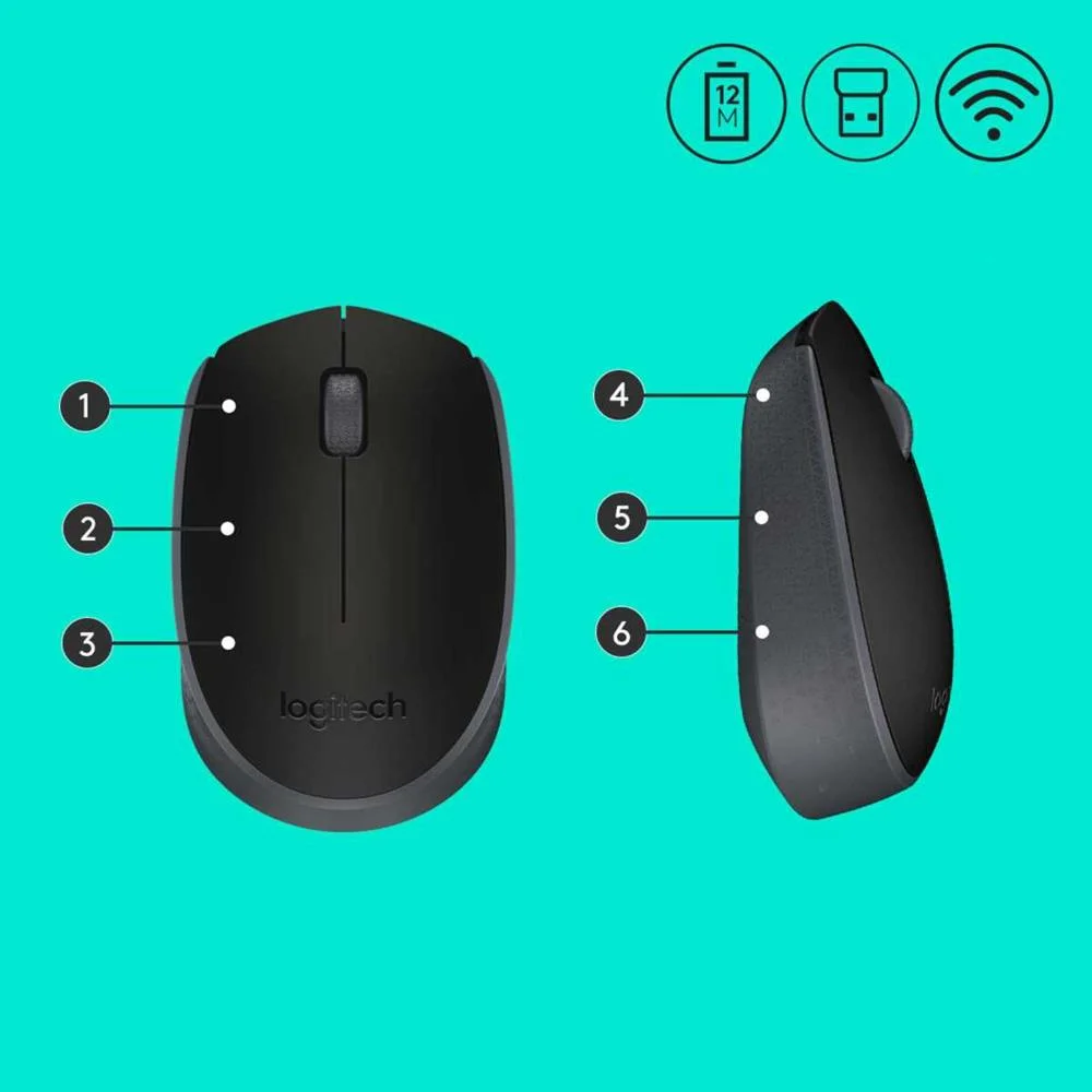 Raton Optico Logitech B170 Wireless Negro