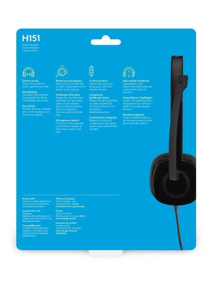 Auscultadores Headset H151 Preto - Logitech