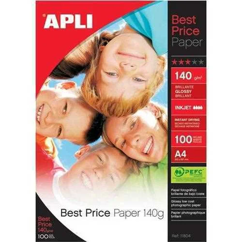 Embalagem de 100 Folhas de Papel Fotográfico Apli